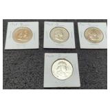 (4) F. Half Dollars AU 1960-D, 61-D, 62-D, 63-D