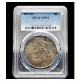 1922-D Slab Peace Dollar PCGS MS62