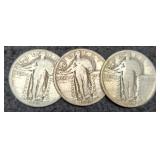 (3) 1929 S. Liberty Quarters P,D,S