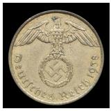 1938 German Empire 5 Reichspfennig w/ Swastika