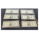 (6) 1935 $1 Silver Certificate Notes