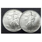 (2) 1993 Silver Eagles