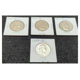 (4) F. Half Dollars AU 1954-D, 57-D, 60-D, 63-D