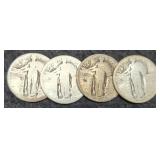 (4) S. Liberty No Date Quarters