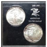 1986 & 1987 1oz Silver Eagles Gem BU 1st 2 Years