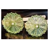 Vaseline Glass Curtain Tie Backs with Hardware