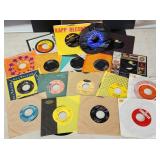 18 Vintage 45 rpm Records in Carry Case