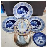 Haviland Limoges Numbered Plates, Blue & White
