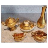5pc 22Kt Gold Encrusted Group Stouffer, Pickard