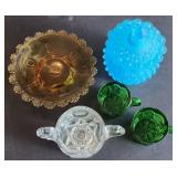 Group of EAPG Green Blue Amber & Clear Glass