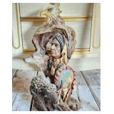 Native American Indian & Wildlife Sculpture 16"