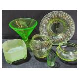 6 Pcs Vaseline / Uranium Glass Small Dishes,