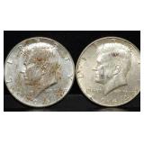 Pair of 1964 Kennedy 90% Silver Half Dollars