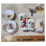 Vintage Disney Mickey Mouse Cups, Bowls, Toys