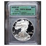 2004 W 1oz Proof Silver Eagle ICG PR70 DCAM