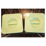 2 Jeannette Jadeite 4" Refrigerator Dish Lids Jad