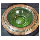 11" Studio Vaseline Glass Center Bowl, Glows!