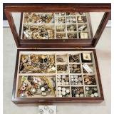Gentlemens Dresser Box Loaded with Jewelry