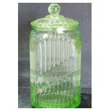 9" Uranium Glass Hoosier Canister Hocking, Glows
