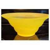 Tiffin Satin Vaseline Glass Fruit Bowl 9.5" Glows