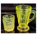 Yellow Vaseline Glass EAPG Toothpick Holders Glow