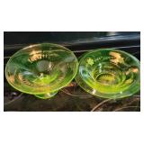 Vaseline Glass Candy Dish & Console Bowl, Glows