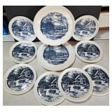 Blue & White Winter Scenes Dessert Set