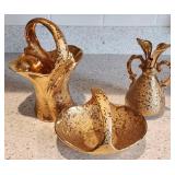 3pc Bel-Terr 22Kt Weeping Gold Encrusted Group