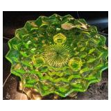 Fostoria American Pattern Vaseline Glass Bonbon