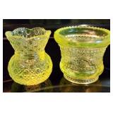 Pair of Vaseline Glass Toothpick Holders