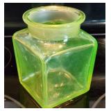 Vaseline Glass Apothecary / Tobacco Jar 6" Glows