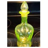 Vaseline Glass Decanter Bottle & Stopper, Glows
