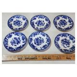Set of 6 Vintage Blue & White 6" Bread Plates