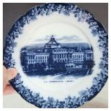 US Congressional Library 9" Flow Blue Plate