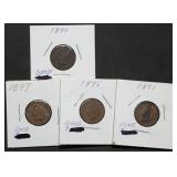 1890 1891 1895 1897 Indian Head Cents