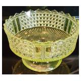 Richards & Hartley Vaseline Glass Pedestal Bowl 7"