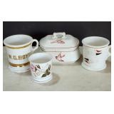 Victorian Shaving Mugs, Soap Dish, Childs Mug