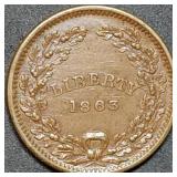 1863 Liberty / Union Civil War Token, High Grade