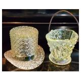 Uranium / Vaseline Glass Top Hat & Coal Bucket