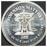 1 Troy Oz .999 Silver Johnson Matthey Round