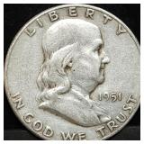 1951-S Franklin Silver Half Dollar