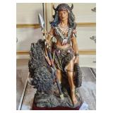 18" Native American & Buffalo Statue Goldenvale
