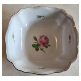 Rare Meissen Pink Rose Square Fruit Bowl 11"