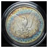 1881-S Morgan Silver Dollar, Rainbow Toned