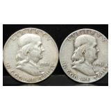 1951 & 1951-S Franklin Silver Half Dollars