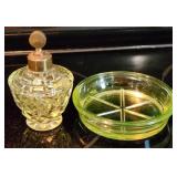 Vaseline Glass Perfume & Pin Tray