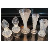 Pair of Nice Perfume Bottles & EAPG Prescut Vases