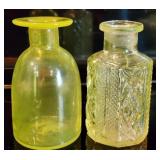 Pair of Vaseline Glass Apothecary / Perfume Jars