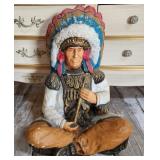 Large Native American Indian Chief Chalk Sculpture