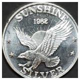 1 Troy Oz .999 Silver Round 1982 Sunshine Mint